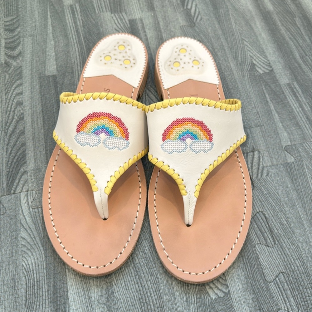 Jack Rogers flat rainbow sandals worn once